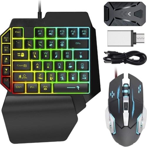 Wired Mechanical Backlight Keyboard RGB Mouse Converter Combo Set with Rainbow Backlight PC Computer Accessories