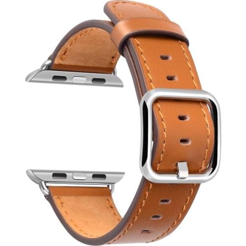 Genuine Leather straps for Apple Watch band 38mm 42mm 40mm 44mm Series 3/2/1 Single Tour For iwatch bracelet series 6 5 4 SE