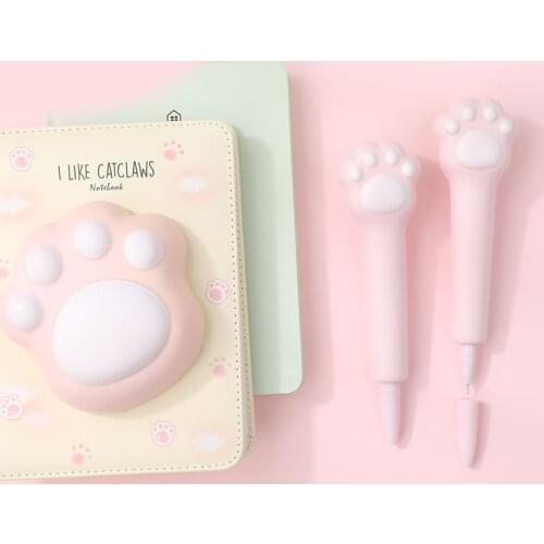Cute Soft Gel Pen Kawaii Pink Cat Paw Pen Stationery Office School Supply Decompression Creative Sweet Pretty Lovely Cartoon Pen