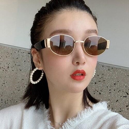 Retro Oval Frame Women Men Sunglasses Yellow Gray Red Lens UV400 Eye Protection Girl Sexy Ladies Fashion Outdoor Eyewear