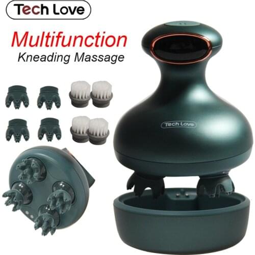 Techlove Smart Electric Scalp Massager Wireless Head Capillary Massage Machine Deep Tissue Kneading Stress Relief Face Cleaning