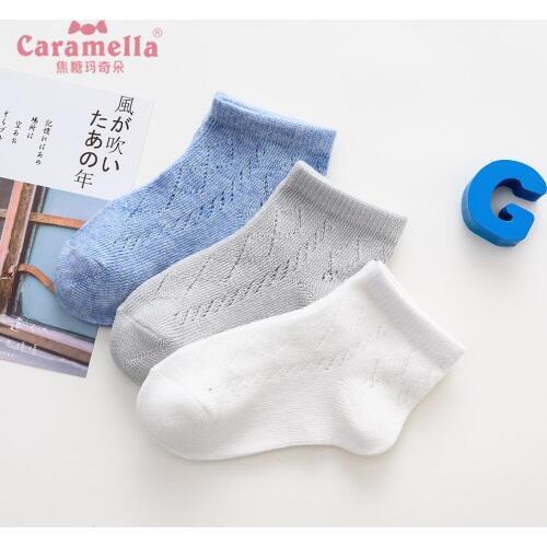 Caramella Spring Summer Kids Socks Cute Infant Baby Cool Colors Socks Boy Girl Hollow Casual Mesh Socks Children Cotton Socks