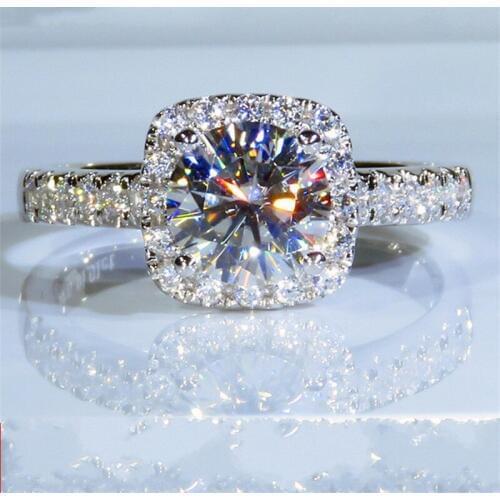 Luxury 1ct Lab Diamond Ring 925 sterling silver Engagement Wedding band Rings for Women Bridal Charm Party Jewelry