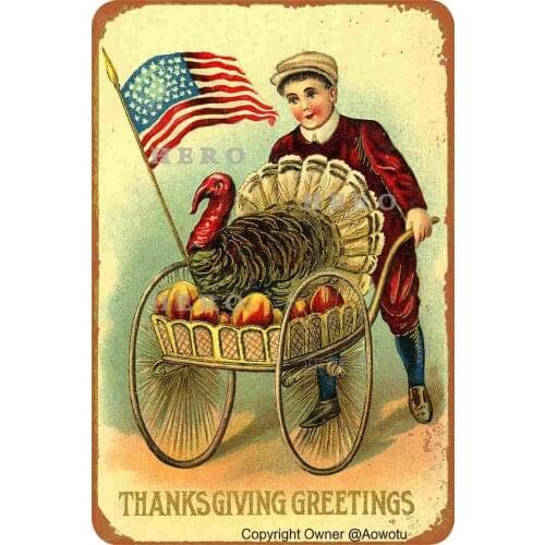 Thanksgiving Turkey (1) Vintage Tin Sign Prevent Glare Plaque not Rusted Iron Painting Aluminum Metal Retro Art Personalized Pos