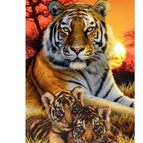 Mother And Child Tiger Animal 50x65cm Digital Painting By Numbers Modern Wall Art Canvas Painting Unique Gift Home Decor 40x50cm