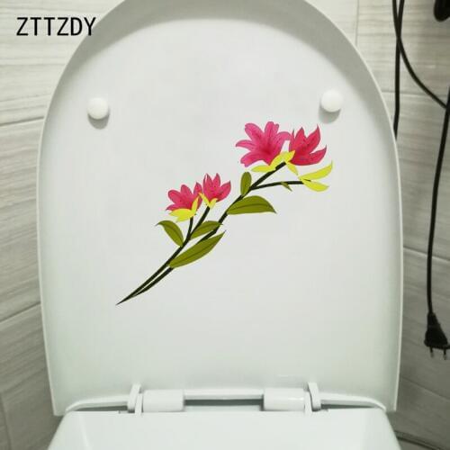 ZTTZDY 20.2*17.3CM Hand Painted Azalea Toilet Seat Stickers Fashion Home Rooms Wall Decal T2-0311