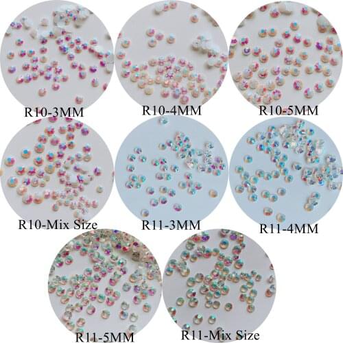 100pcs Nail Art Resin Rhinestone 4MM/5MM Swirl Shape Rhinestone White AB and Transparent AB colors R10-11