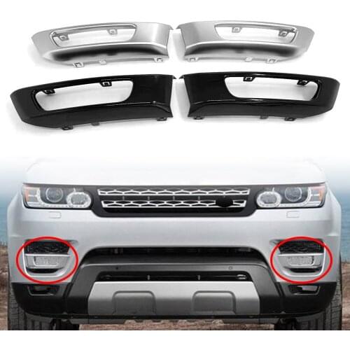 2x Car Front Bumper Fog Light Lamp Cover Decorative Trim For Land Rover Range Rover Sport 2014 2015 2016 2017 L494 Black/Silver