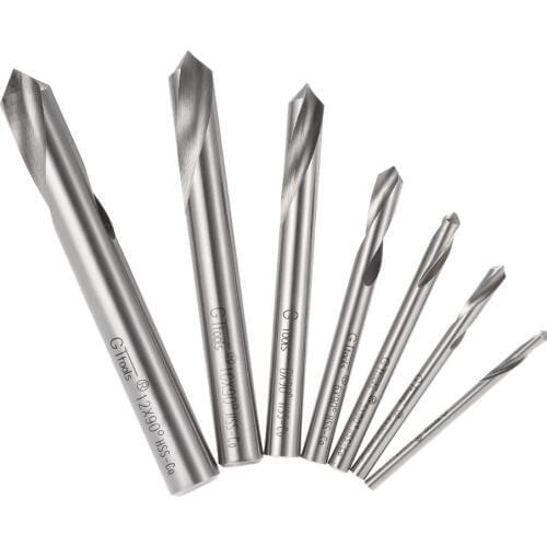 7pcs M42 HSS High Speed Steel Cobalt Spotting Drill Bits Set Round Shank 90 Degree Drilling Chamfering Tool