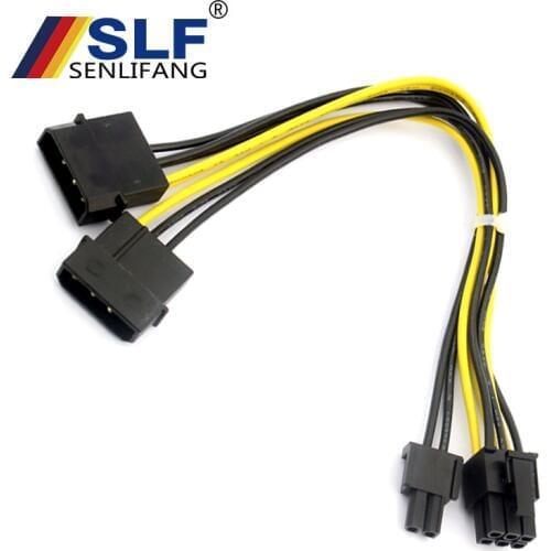 Graphics Card Power Supply Cable D Type 20cm Wire Date Cable Adapter for Computer 8Pin to Dual Large 4Pin Connector Port