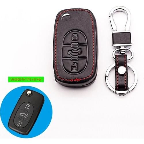 Car leather leather case high quality leather car key cover 3 button folding button for Audi A2 A3 A4 A6 TT key cover Key cases
