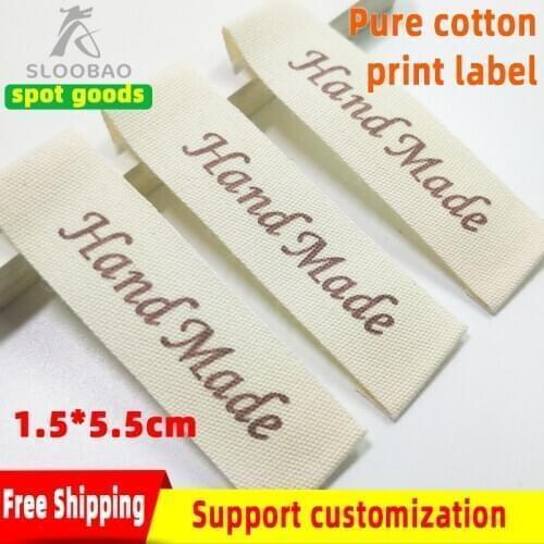 Free shipping 100 pcs cotton Fabric Sewing Cotton Garment Label Handmade Labels Letter Pattern Clothing Garment Labels Label