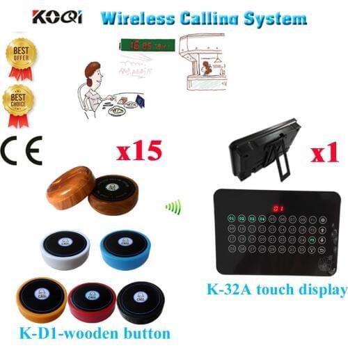 Wireless Waiter Call Bell System Ycall Waiter Call Buzzer Table Service Call Bell Pager 433.92MHZ(1 display+15 call button)