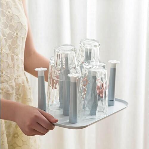 Large Plastic Cup Storage Rack Household Cup Holder Glass Cup Organizer Rack Water Cup Drain Rack With 8 Stands