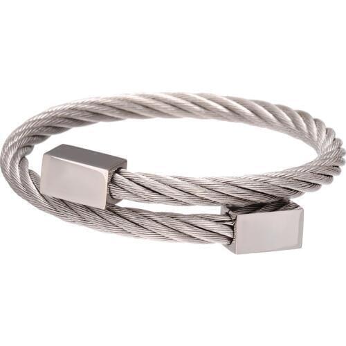Stainless Steel Bangle Women Men Twined Square Bracelet Bangle Titanium Adjustable Open Cuff Charm Jewelry Pulseras Hombre