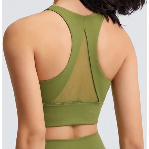Quick-drying Sports Bra Sexy Back Mesh Belt Chest Pad Yoga Top Shockproof Top Women Sport 2021 New Trendy Fitness Clothing