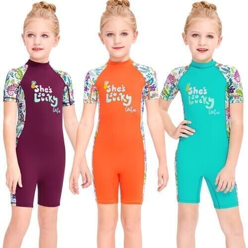 Short sleeve Lycra Wetsuit Childrens Surfing Rash Guards kids Snorkeling Swimsuit Skin Diving Suit Anti-Jellyfish swimwear