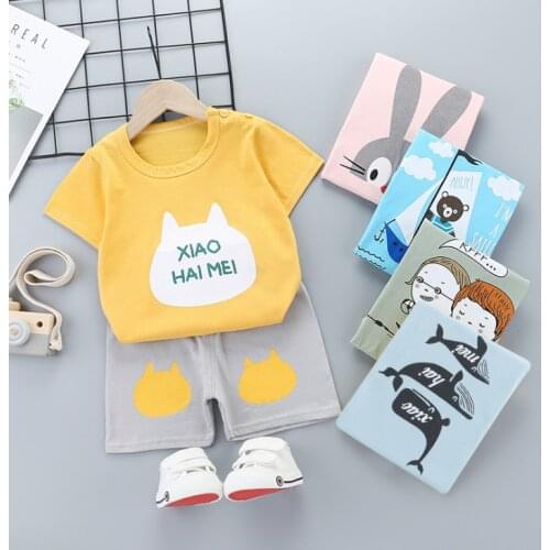 Baby Girl Boy Clothes Toddler Infant Clothing Set Short Sleeves Tops Tees Shorts Tracksuit Baby Summer Outfits 1 2 3 4 5 6 Years