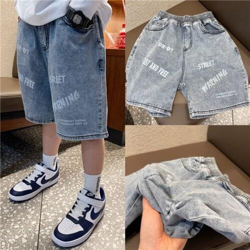 Boys Denim Shorts Bottoms Summer Childrens Clothing Loose Casual Cropped Pants Kids Handsome Costume