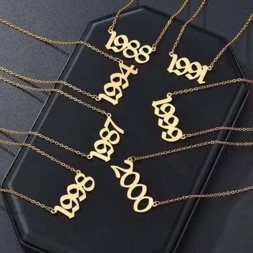 VIP Link Stainless steel year Necklace digital Necklaces Jewelry for women Gifts