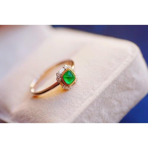 JHY317 Emerald Ring Pure 18K Gold Jewelry Nature Green Emerald 4.1mm Gemstone Diamond Female Rings for women Fine Ring