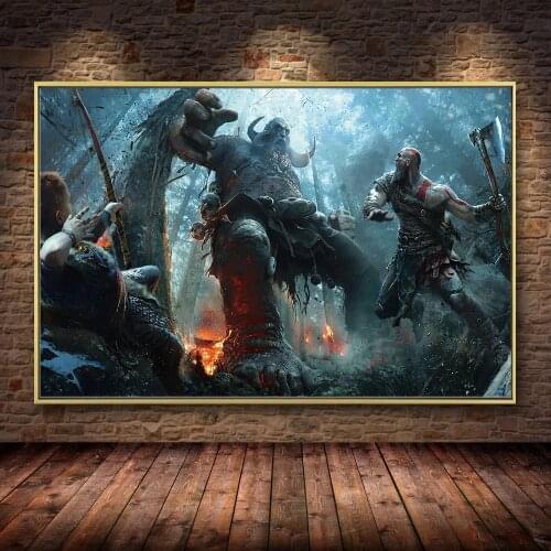 HD God Of War 4 Game Oil Painting On Canvas Posters And Prints Cuadros Wall Art Pictures For Living Room Home Decor