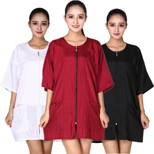 Summer Barber Professional Smock Salon Hairdresser Assistant Short Sleeve Zipper Jacket Apron Gown Pet Shop Grooming Overalls