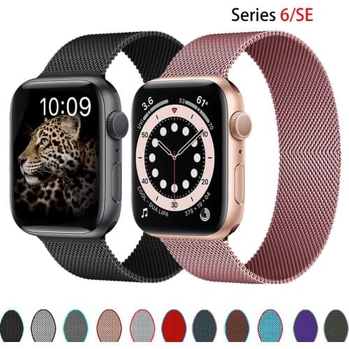 Magnetic Loop Strap For Apple watch band 44mm 40mm Stainless steel bracelet belt iwatch series 3 4 5 SE 6 38mm 42mm wristband