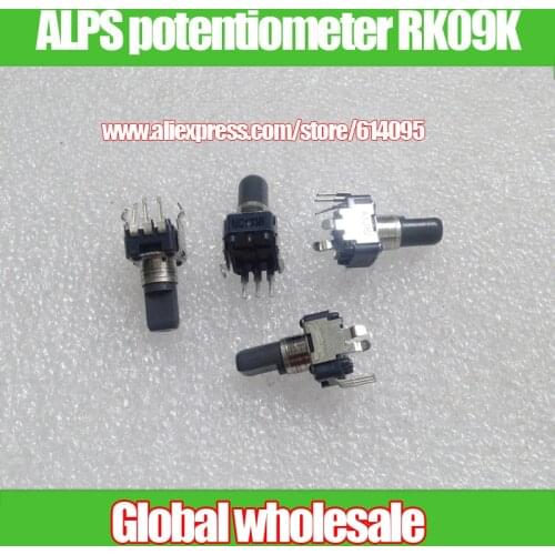 8pcs Japanese ALPS mixer single potentiometer RK09K B10K B50K / handle length 13mm with mid-point side adjustment 3 feet