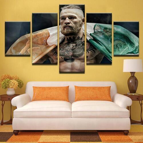Home Decoration Paintings On Canvas 5 Panel Conor McGregor Modular Vintage Pictures Wall Art For Living Room HD Printed