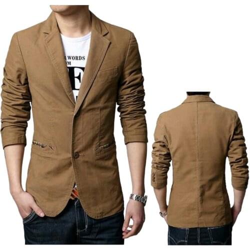 Men Two Buttons Blazers Mens Casual Slim Fit Blazer Leather Patchwork Suits Jacket Men Outwear Size M-6XL