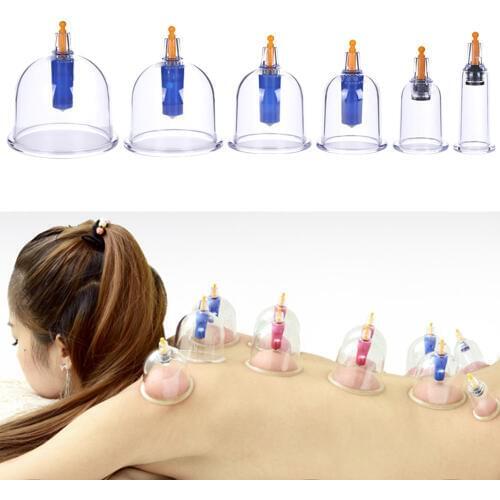 6 pc / Set Medical Vacuum Cupping with Suction Pump Set Kit body relaxation healthy Massage set Cans Cupping Suction Cup