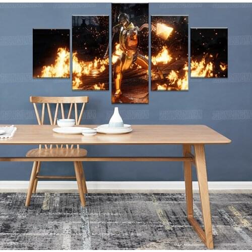 Canvas Poster Modern Home Decoration 5 Pieces Mortal Kombat Pint Painting Wall Art Modular Picture Bedroom Background Artwork