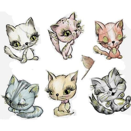 Animal Cat Transparent Silicone Rubber Stamp and Metal Die Sheet Cling Scrapbooking DIY Cute Pattern Photo Album