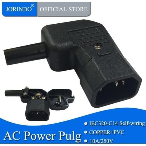 IEC C14 Right Angle Rewirable Horizontal Connector 125V-250V C14 90 Degree Plug,Detachablen