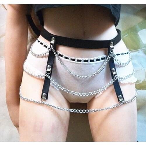 Men Women Unisex New Fashion 3 Layer metal chain belt Sexy Long tassel waist belt Night club Accessory Men Belt