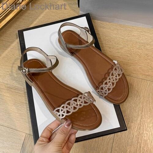 Summer Student Sandals Solid Color Flat Cross Strap Flat Ladie Sandal Fashion Non-Slip Outdoor Beach Women Shoes zapatos de muje