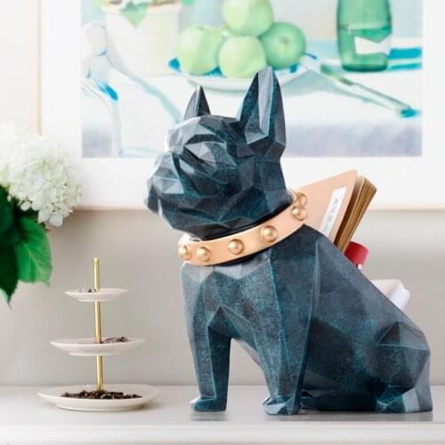 NORDIC CREATIVE BULLDOG STATUE KEY STORAGE BOX GEOMETRY DOG ART SCULPTURE RESIN CRAFTWORK HOME DECORATION ACCESSORIES WR24
