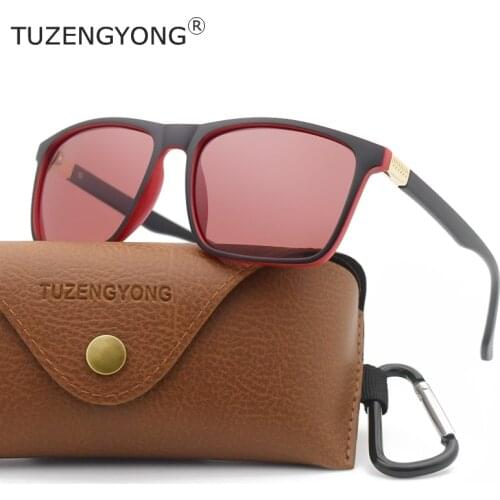 TUZENGYONG Brand New 2021 Polarized Sunglasses Men Women TR90 frame Square Sun Glasses UV400 Outdoor Driving Goggles With Box