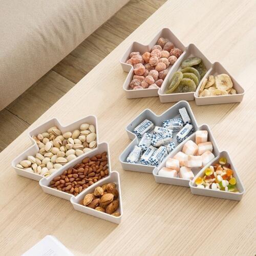 Snack Plate Christmas Decorations for Home Christmas Tree Shape Storage Box Candy Nut Plate Plastic Bowl Tray Kitchen Accessorie