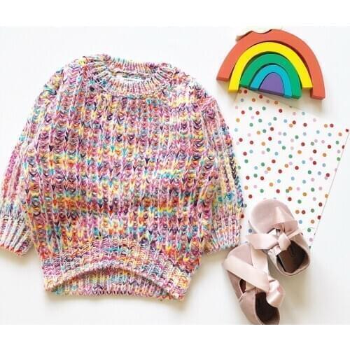 Tonytaobaby Autumn Winter Sweater Girls Pure Cotton Thick Knitting Colorful Thick Stick Fairy Gentle Pullover