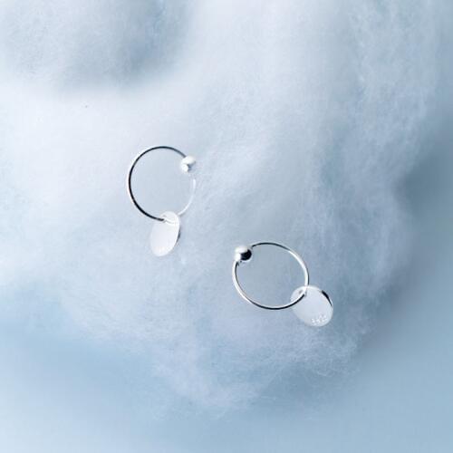 MloveAcc Round Coin Disc Dangle 925 Sterling Silver Huggie Hoop Earrings Mini Hoops for Women