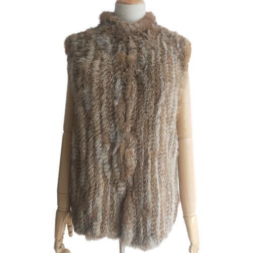 Women Spring Knitted Real Rabbit Fur Vest For 2019 Fashion Women Genuine Real Fur Vests Ladies Sleeveless Genuine Rabbit Gilet
