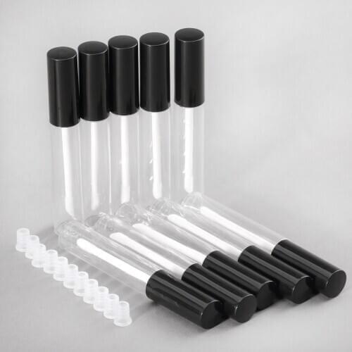 10pcs 10ml Lip Balm Bottles Empty Lip Travel Gloss Containers Cosmetic Container Bottle Gloss Tube DIY Refillable Bottling Black
