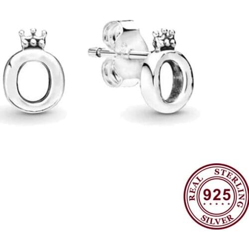 100% 925 серьги Silver Pan Earrings Shiny Crown O-shaped Pan Earrings For Women Wedding Gift Fashion Jewelry