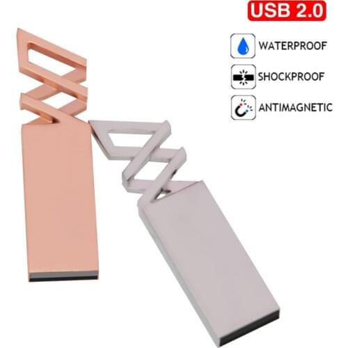 128GB Custom Logo Metal USB 2.0 Flash Drive Pendrive 64GB 34GB 16GB 8GB 4GB Pen Drive Cle USB on Key Memory For Wedding Gift