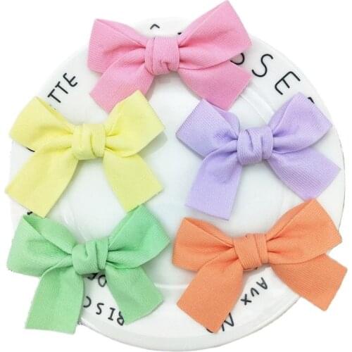 15Pcs/LOT 7.5*6CM Solid Color BowKnot Appliques For DIY Brooches Children Headwear Accessories Cloth Scarf Decoration Patches