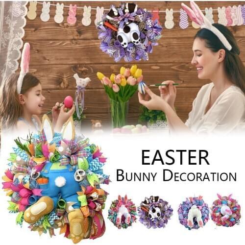 2021 Easter Bunny Wreath Easter Bunny Butt with Ears Door Decorations Spring Outdoor Indoor Welcome Sign