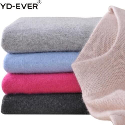 2020 Fashion Cashmere Blended Knitted Sweater Women Tops Autumn Winter Turtleneck Pullovers Female Long Sleeve Solid Color