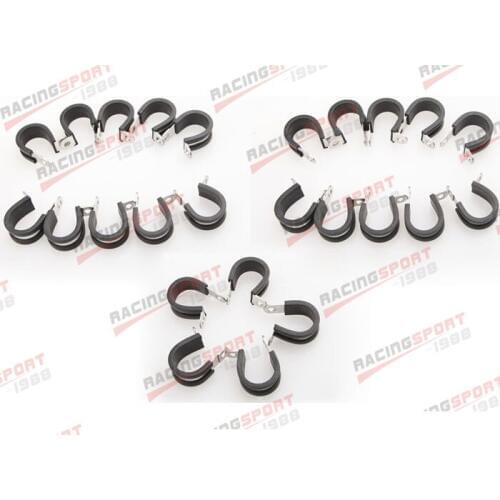 25PCS Cushioned Hose Mounting Clamp Loop Strap 304 Stainless Steel 3/8" Black